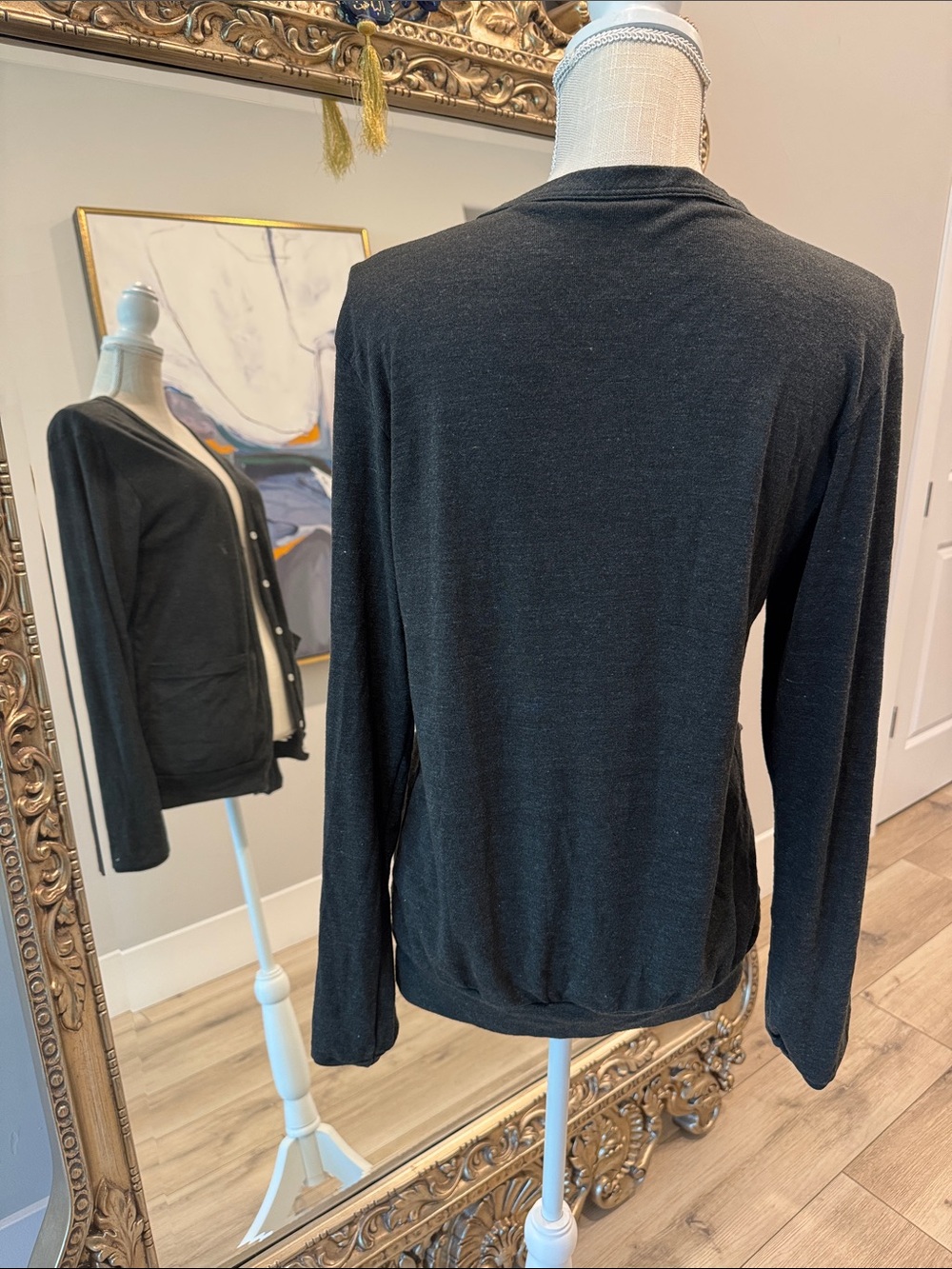 American Apparel Black Button-Front V-Neck Cardigan - Picture 3 of 4